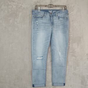 Womens Denizen by Levi's Boyfriend Light Blue Jeans Size 9 Distressed Pockets